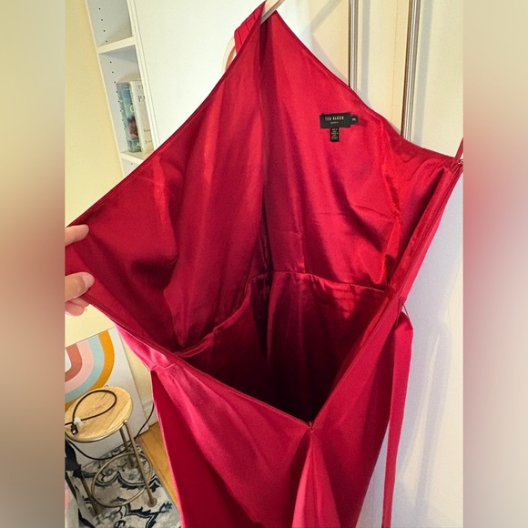 Ted Baker Red Asymmetrical Ruched Cocktail Dress - Picture 9 of 9